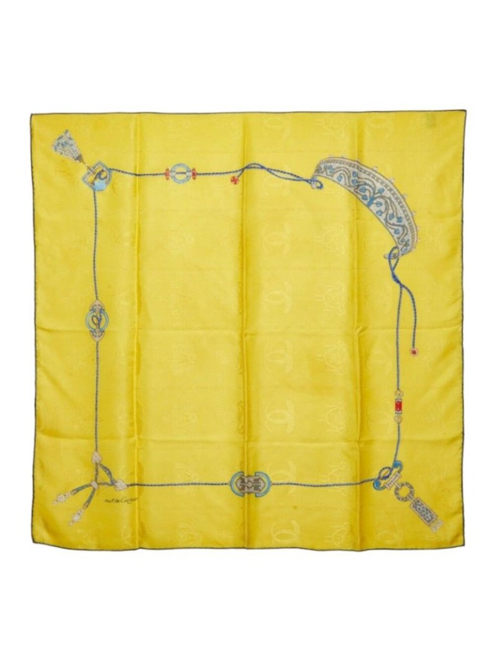 Cartier Motif Scarf Yellow Silk